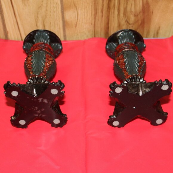 Black and Red Resin Candle Holders - Picture 4 of 4